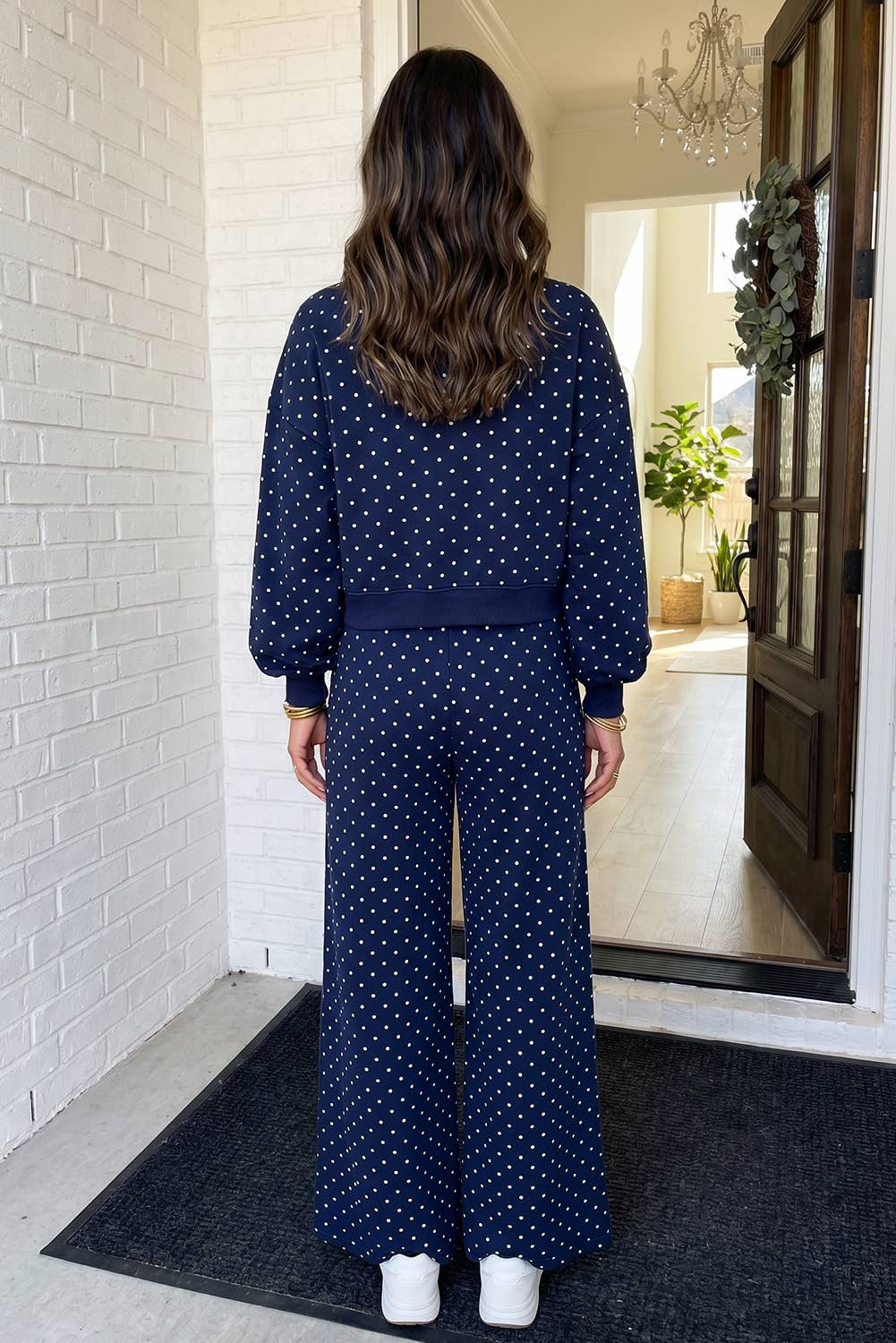 LAS-LIVE Polka Dot Casual Shift Drawstring Lounge Set (S-XL)