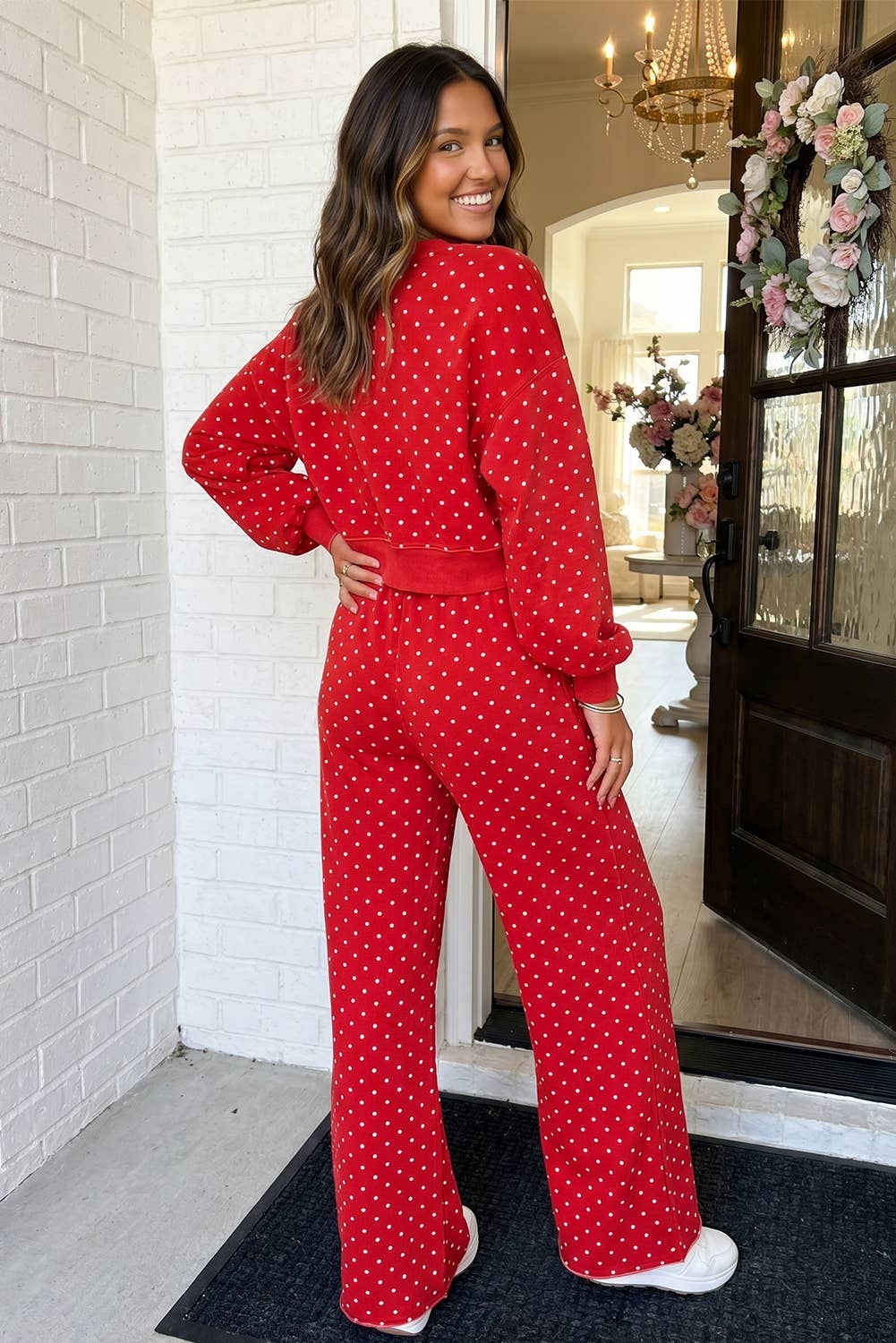 LAS-LIVE Polka Dot Casual Shift Drawstring Lounge Set (S-XL)