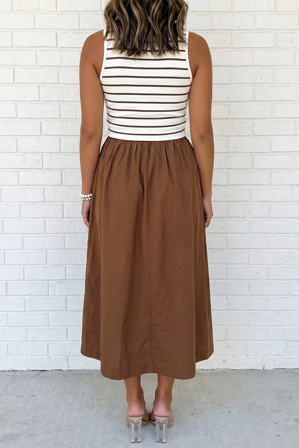 Mix Patchwork Contrast Striped Patchwork Maxi Dress