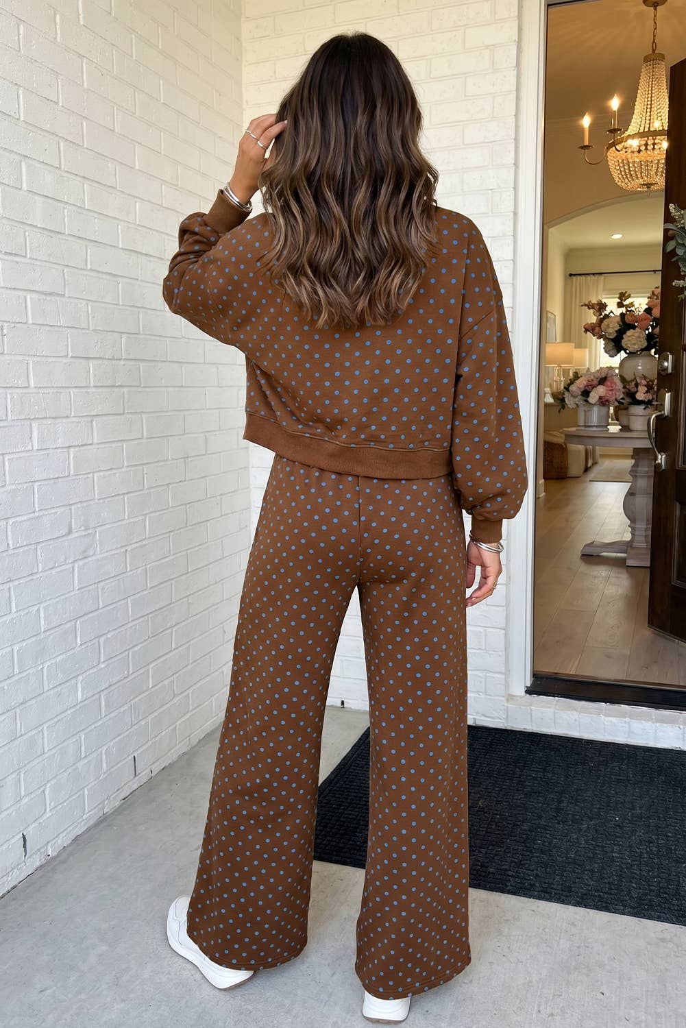 LAS-LIVE Polka Dot Casual Shift Drawstring Lounge Set (S-XL)