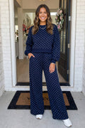 LAS-LIVE Polka Dot Casual Shift Drawstring Lounge Set (S-XL)